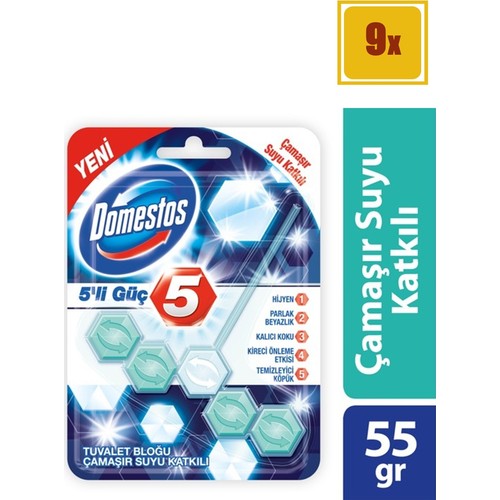 Domestos Wc Blok 5'Li Energie Leinen Wasser Additiv 9'Lu einstellen