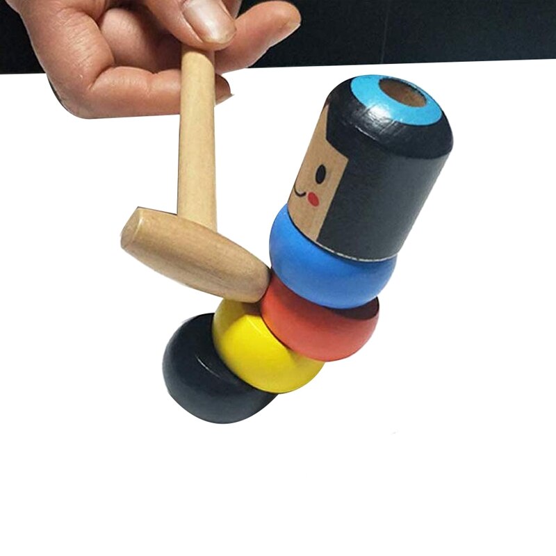 Houten Kleurrijke Regenboog Stapelen Ringen, Massief Houten Speelgoed, Ic Houten Speelgoed