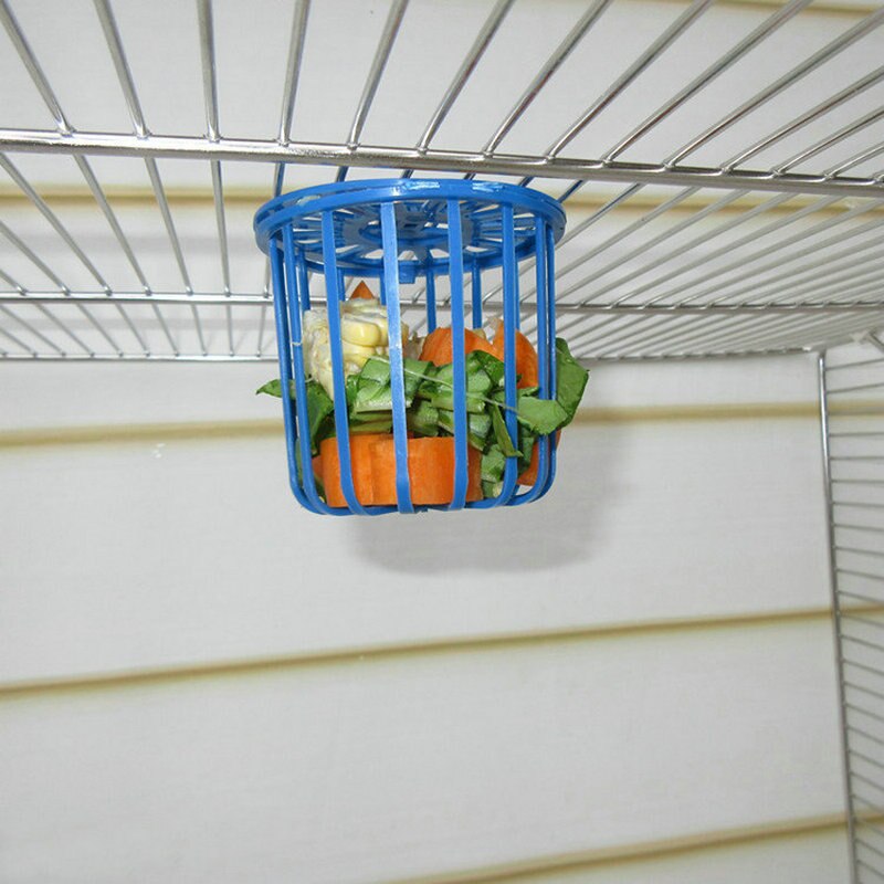 Cute Bird Parrot Feeder Cage Fruit Vegetable Holder Cage Accessories Hanging Basket Container Bird Supplies Plastic Bird Cage