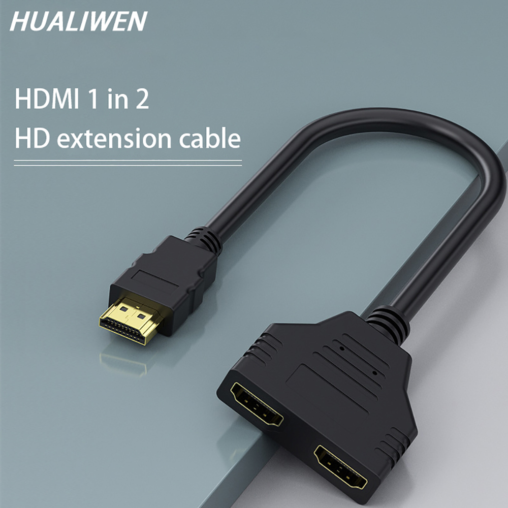 Hdmi-splitterkabel hane 1080p till dubbel hdmi hona 1 to 2- vägs hdmi-splitteradapterkabel, stöder två tv-apparater samtidigt