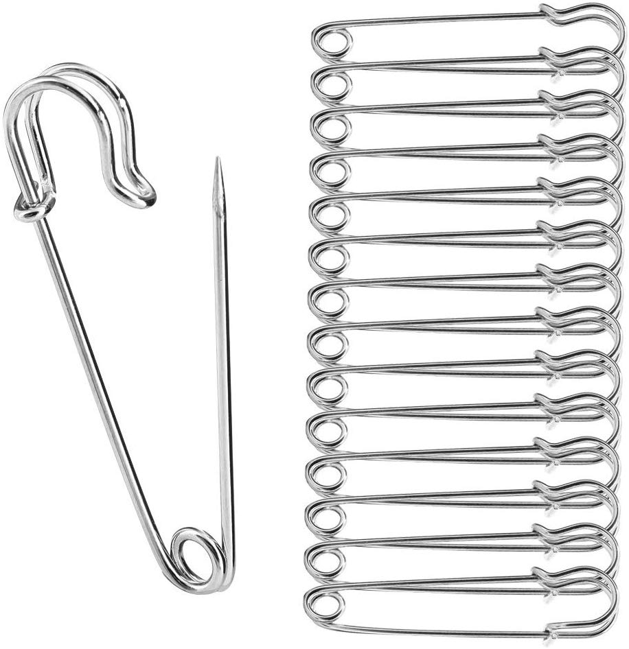 10Pcs Safety Pins,Strong Metal Heavy Duty Safety Blanket Pins for Jewelry Crafts,Sliver(50mm)