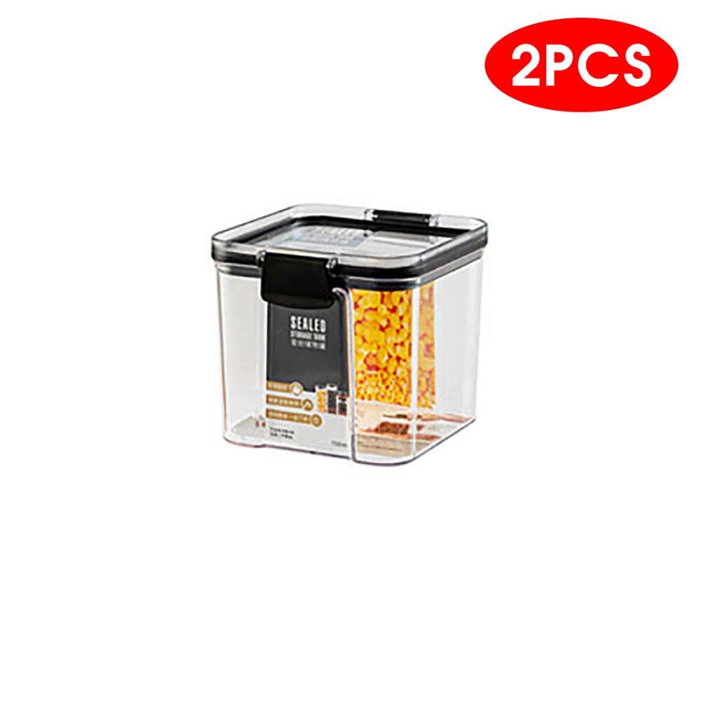 700/1300/1800ml madopbevaringsbeholder plastikkøkkenkøleskab nudelboks multigrain lagertank gennemsigtige forseglede dåser: 2 stk 700ml