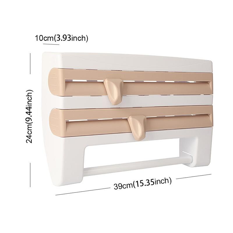 Kitchen Cling Film Tin Foil Paper Cutting Holder Kitchen Shelf Kitchen Organizer Plastic Wrap Sauce Bottle Storage Rack: A