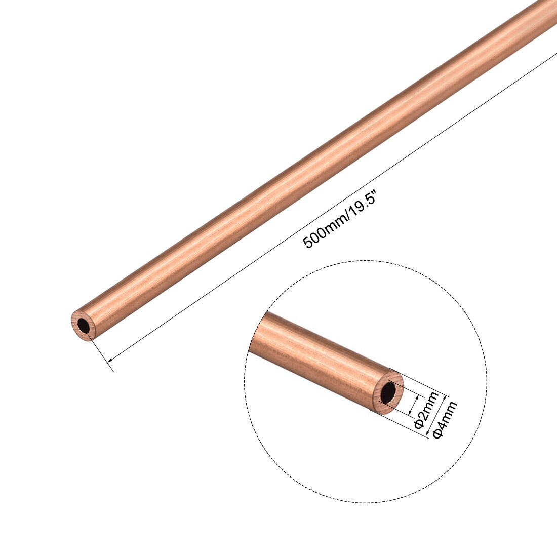 uxcell 1pcs Copper Round Tube Pipe 4mm Outside Diameter X 2mm Inside Diameter 500mm Long Seamless Round Tube Durable