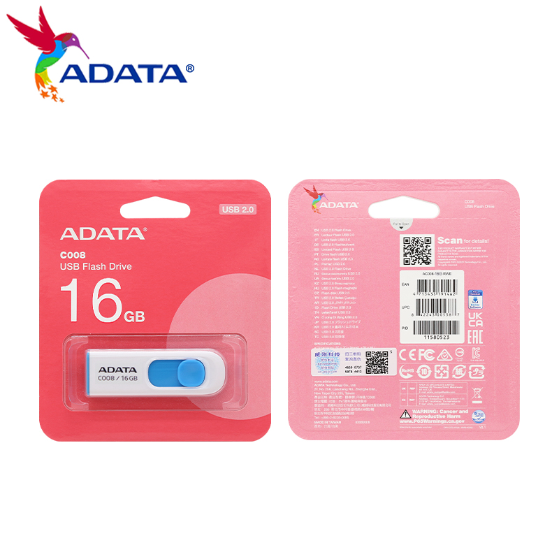 ADATA USB Flash Drive C008 Memory Stick 64GB 32GB 16GB Pen Drive USB2.0 Universele Seriële Bus Pendrive voor Desktop Laptop TV