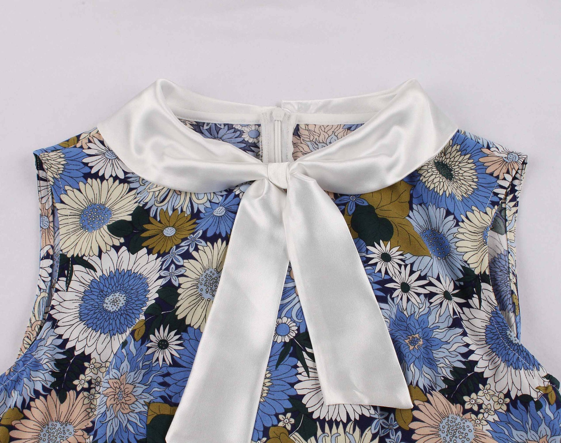 Las mujeres Pin Up de verano Flor de Casual vestido sin mangas Midi Retro traje de 60s 50s Vintage Vestidos con vuelo de estilo Rockabilly Vestidos