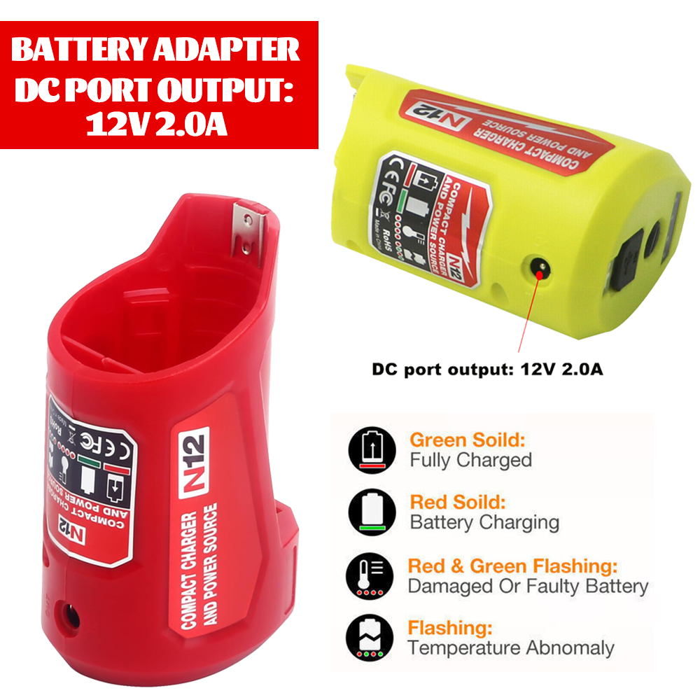 Pour Milwaukee M12 Li-Ion adaptateur de batterie N12 chargeur convertisseur USB adaptateur de charge alimentation pour téléphone portable