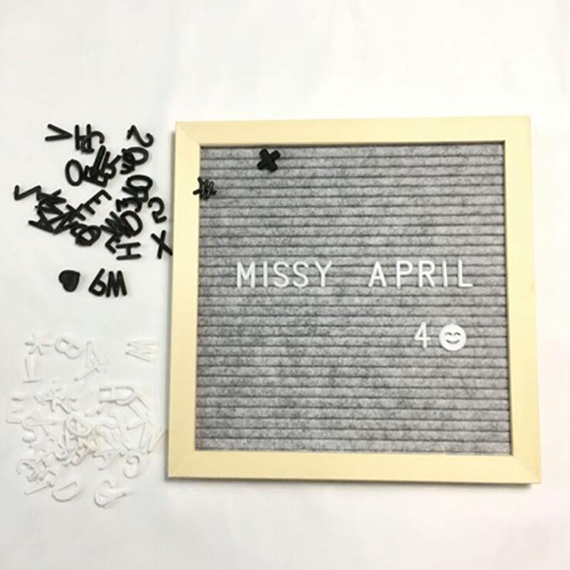 Beautiful Felt Letter Board Wooden Frame Changeable Symbols Numbers Characters Message Boards for Home Office Hogard: 4