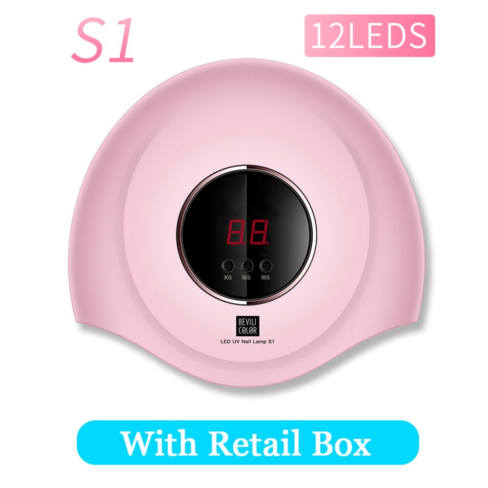 Lámpara LED de 90W para uñas, secador de uñas con dos manos, 30 Uds. LED UV para curar esmalte de uñas de Gel UV con detección de manicura, herramienta de salón # ET-865: S1 PINK 36W