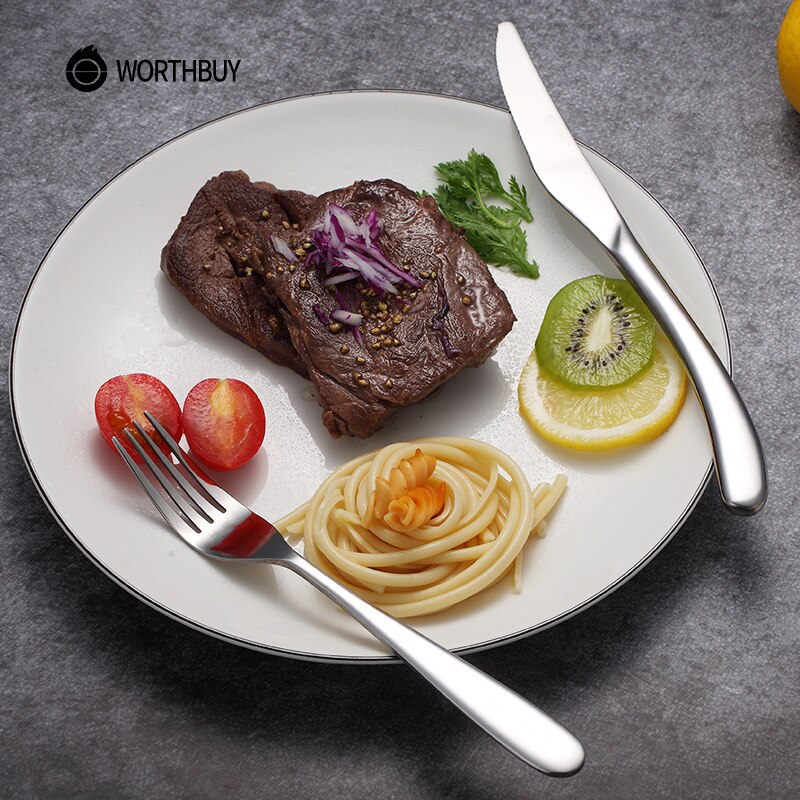 Juego de cubiertos occidentales maiyuansu, 304 cubiertos de acero inoxidable con mango engrosado, cuchillo, cuchara, tenedor, vajilla de cocina, juego de cena