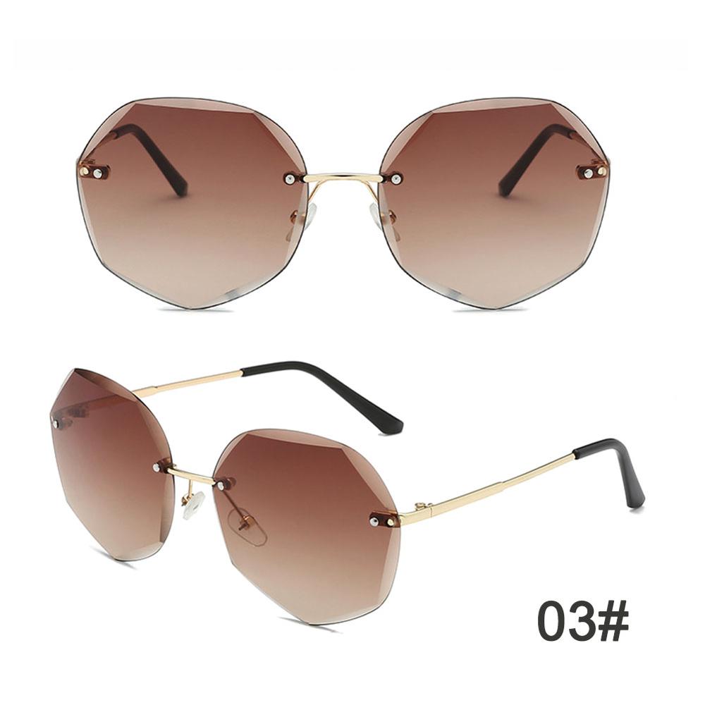 Women Polygon Rimless Sunglasses Metal Anti Ultraviolet Marine Film Sunglasses: 03