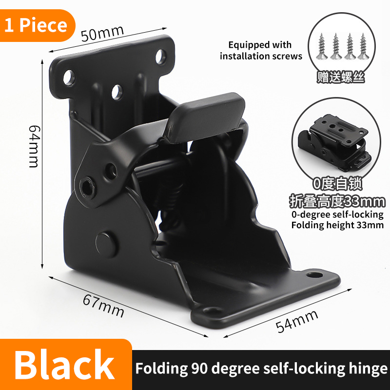 Charnière Autobloquante Pliante Résistante à 180/90 °, Connecteur à Angle Droit, pour Table à Thé et Meubles: Black