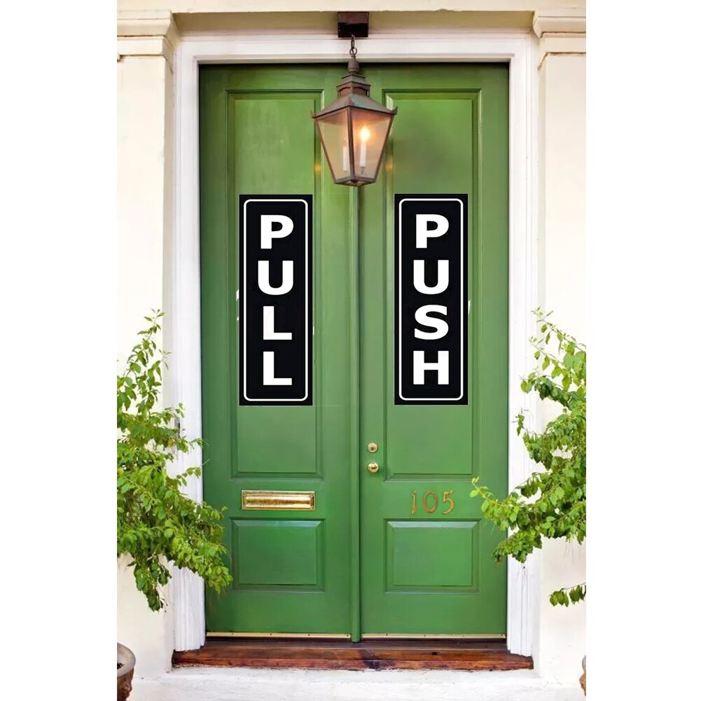 1 Pair OPEN Sign PVC Outdoor Removable Home Self Adhesive Easy Apply Push And Pull Door Sticker Office Indoor Waterproof Durable