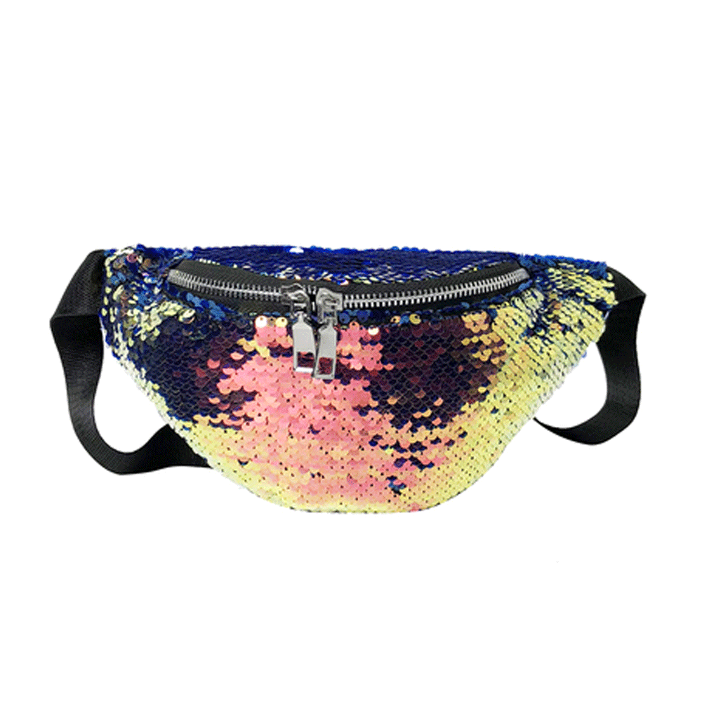 Vrouwen Taille Fanny Pack Belt Bag Pouch Reizen Hip Bum Bag Pailletten Kleine Portemonnee Zwart Blauw Groen Paars Wit rood: MULTI