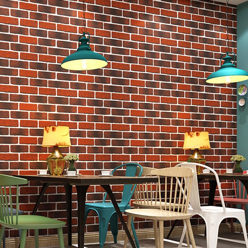 Vintage Huai Old 3D Stereo Antique Brick Brick Brick Pattern Wallpaper Cafe Bar Restaurant Blue Brick Red Brick Wallpaper