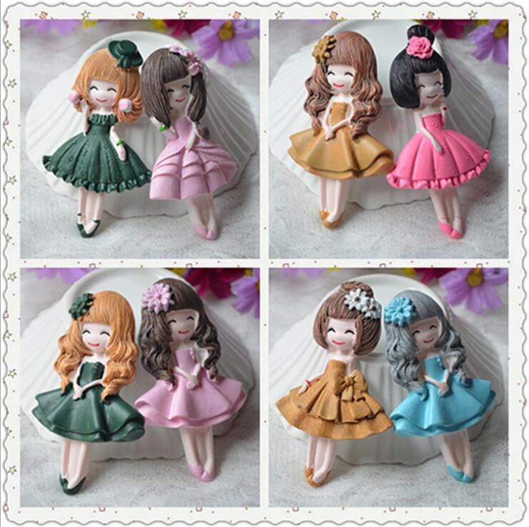 Cabochon de résine dessin animé filles | 1 pièce, grand Cabochon plat, Figurine Scrapbook, accessoires de décoration pour enfants, embellissements de téléphone bricolage