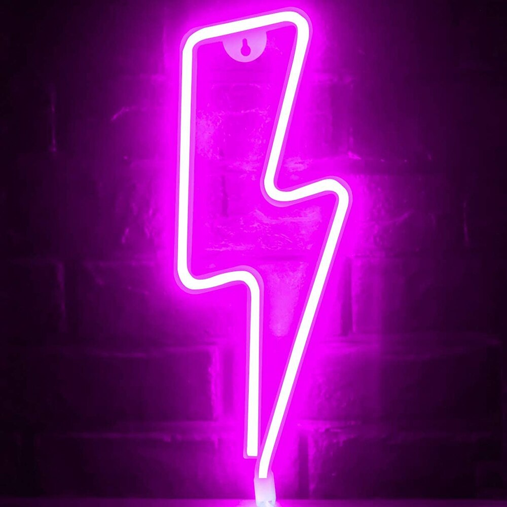 Kühlen Blitz Neon- Zeichen freundlicher Schlafzimmer Zauberstab Dekoration Blau Rosa verrotten warm Weiß Blitz bilden LED Lampe Büro Spielen Zimmer dezember: Rosa