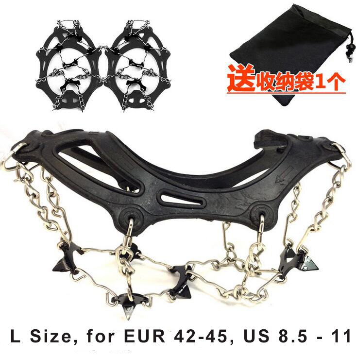Crampons - 8 Teeth - Anti-Slip Ice Snow Spikes - Hiking Climbing Gear: Black for L Size