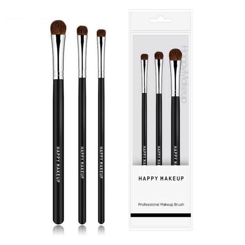 Happymakeup 3Pcs Wenkbrauw Borstel Make-Up Kwasten Set Eyeliner Wimper Lip Make Up Kwast Cosmetische Beauty Tool Kit Animal haar: 03