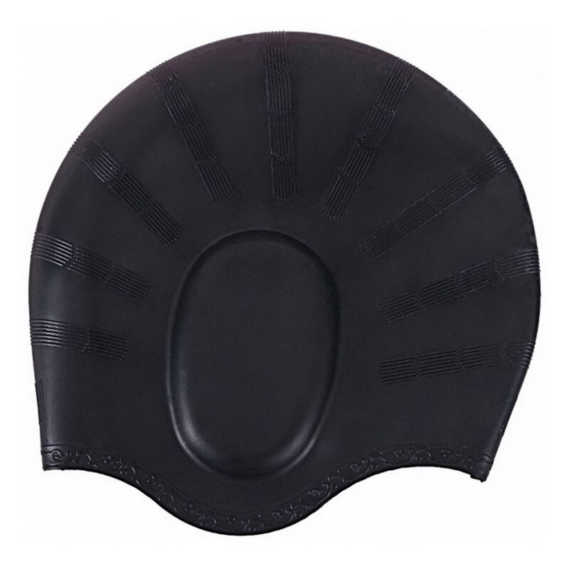 Adults Swimming Caps Men Women Long Hair Waterproof Swim Pool Cap Ear Protect Large Natacion Badmuts Silicone Diving Hat: Black
