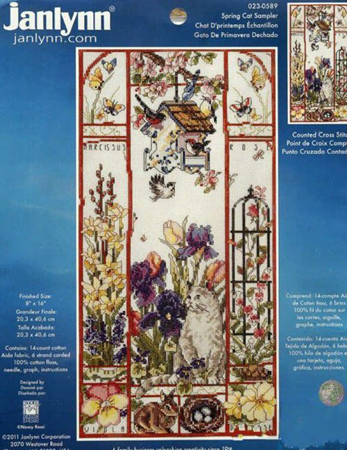 Gold Collection Lovely Counted Cross Stitch Kit Spring Summer Autumn Winter Cat Sampler Janlynn 023-0585 0580 0579, season cat