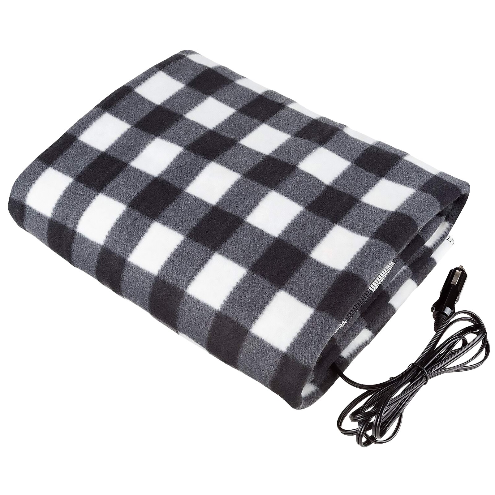 Plaid Warm 12V Car Heating Blanket Autumn Winter Electric Blanket with Patented Safety Timer Car Accessories: black