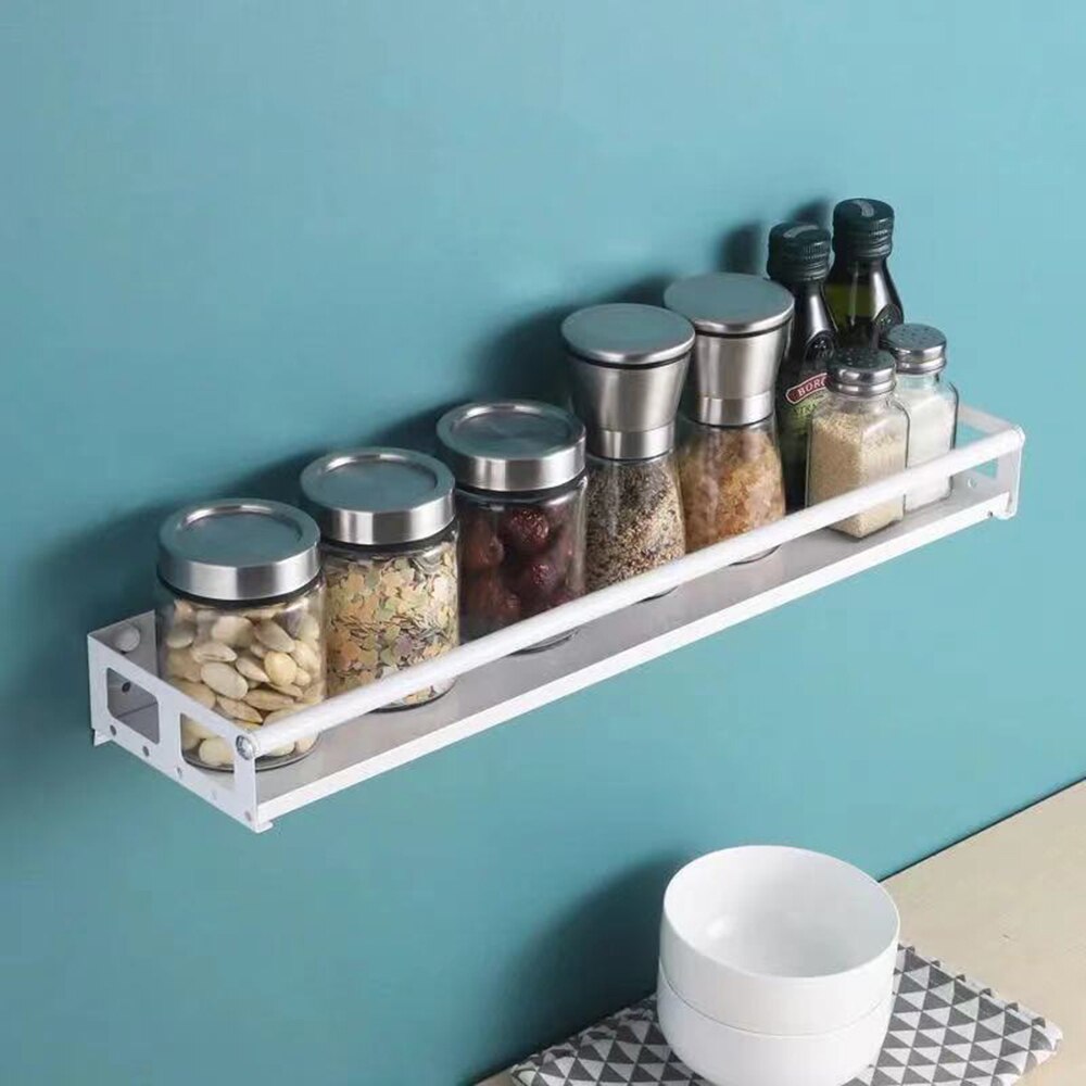 Kitchen Organizer Accessories Wall Mount Bracket Bottle Rack Storage Rack Spice Jar Rack Kitchen Gadget Supplies Bathroom Rack