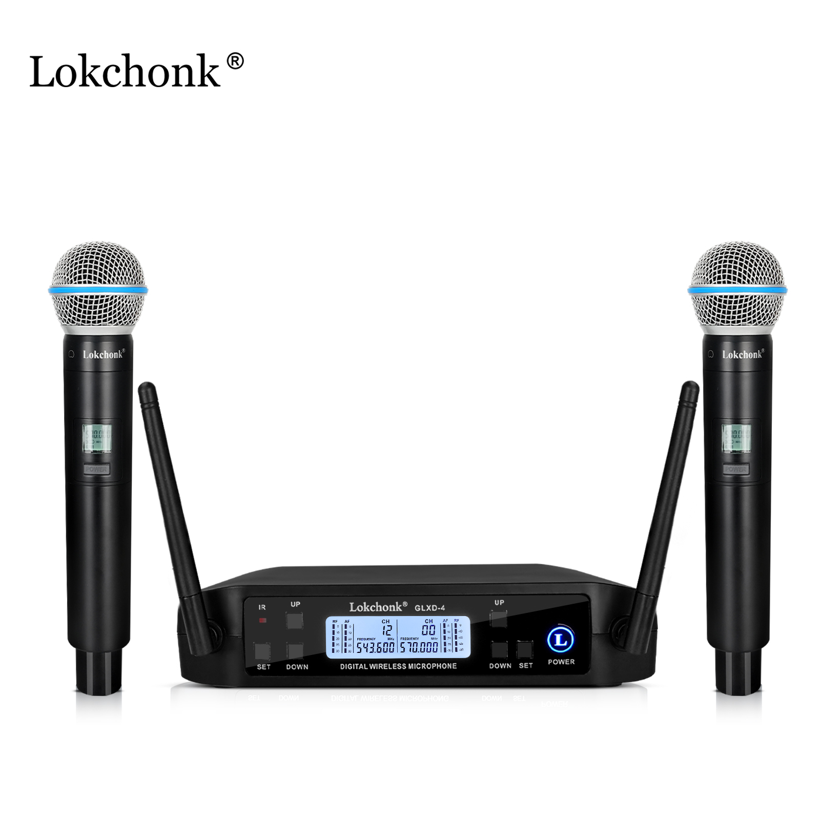 GLXD4 BETA58 MICRÓFONO INALÁMBRICO Dual , sistema de karaoke para el hogar, actuaciones de escenario, UHF dinámico, 2 canales de mano: Morado