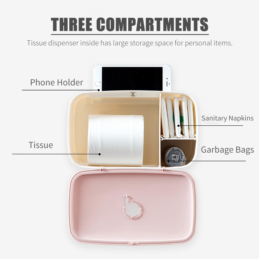 Dispensador de toallas de papel para baño sin perforar montado en la Pared Soporte para toallas de papel dispensador de papel higiénico y dispensador de bolsas de basura
