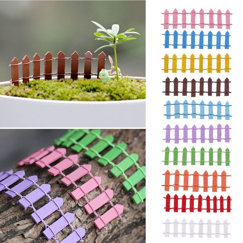 Wooden House Garden Picket Fence Micro Landscape Bonsai Terrarium Ornament Gardening For Miniature Landscape DIY Random