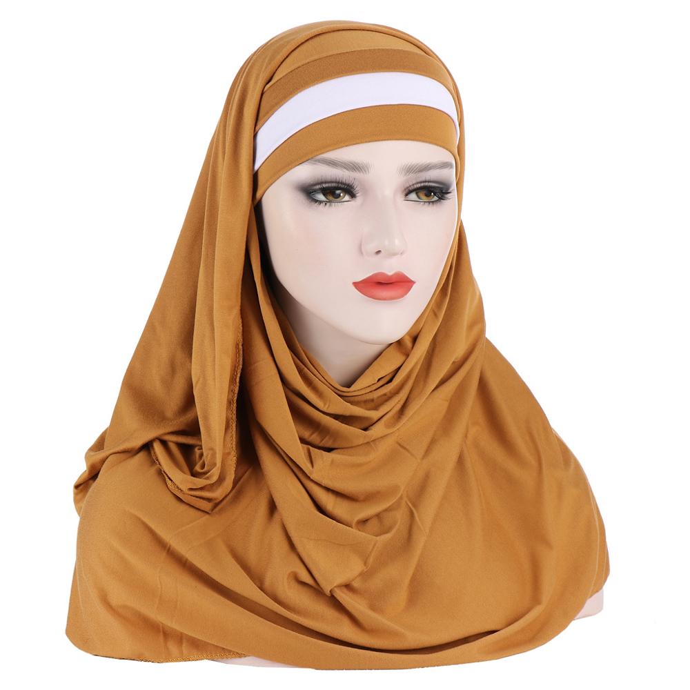 Twee Kleuren Moslim Vrouwen Sjaals Voor Dames Hijab Dubbele Lus Slip Op Sjaal Pull Over Crêpe Handig Shawl hoofddoek