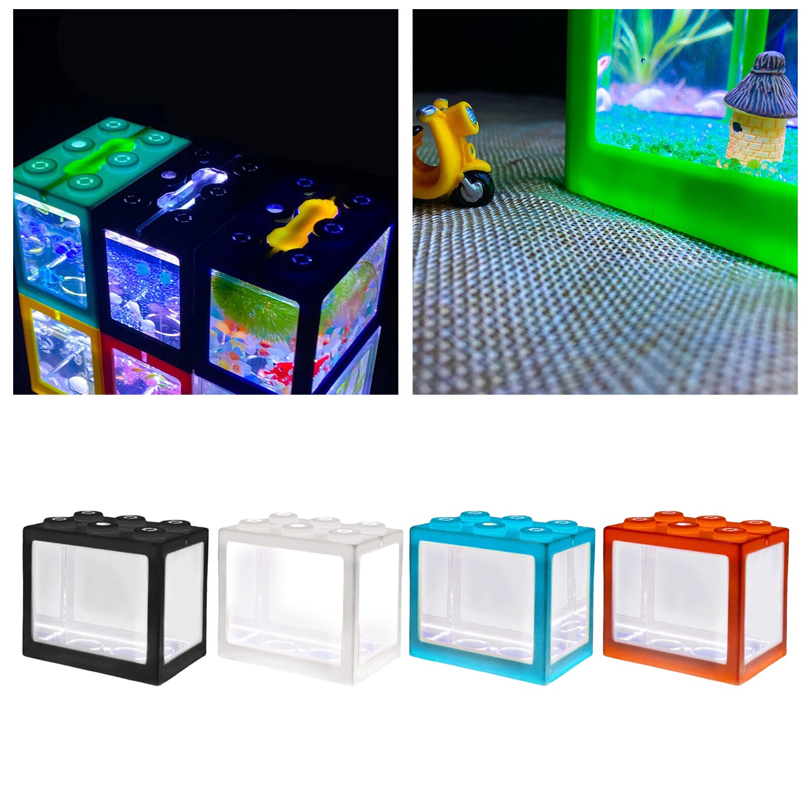 Mini tanques Betta, tanque de Acuario, tazón de bloque de construcción, Oficina