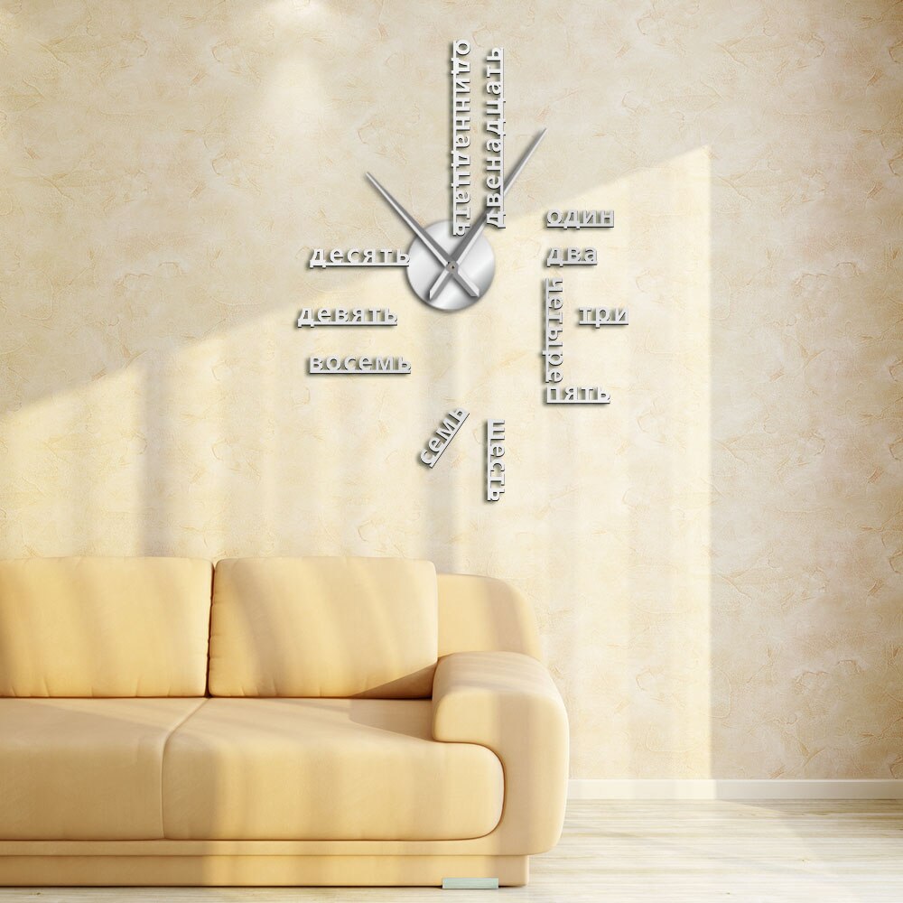 Ausländischen Sprache DIY Riesen Wanduhr Große Sowjet Russische Zahlen Große Uhr Baby Zimmer Vorschule Dekoration Russische Uhr