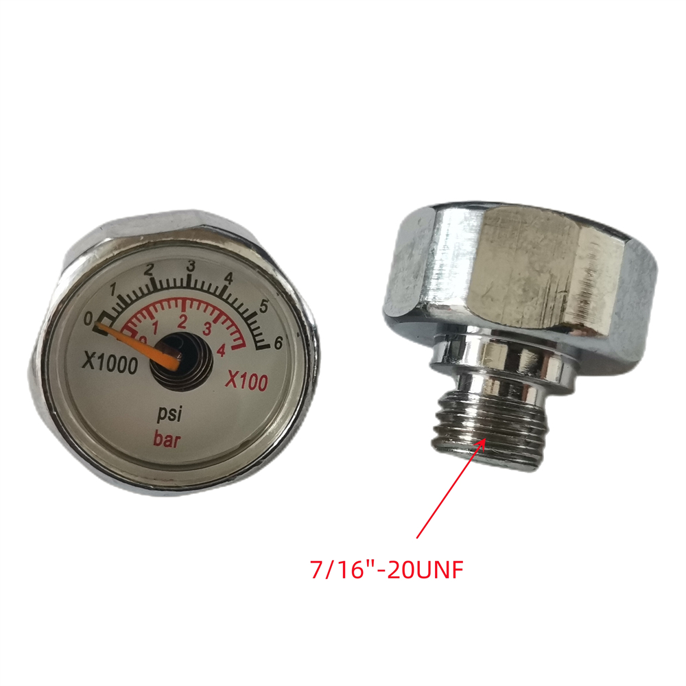 1 Uds 25mm Dial de la espiral del tubo indicador de presión de aire manómetro 300Bar con 7/16 "-20UNF hilo