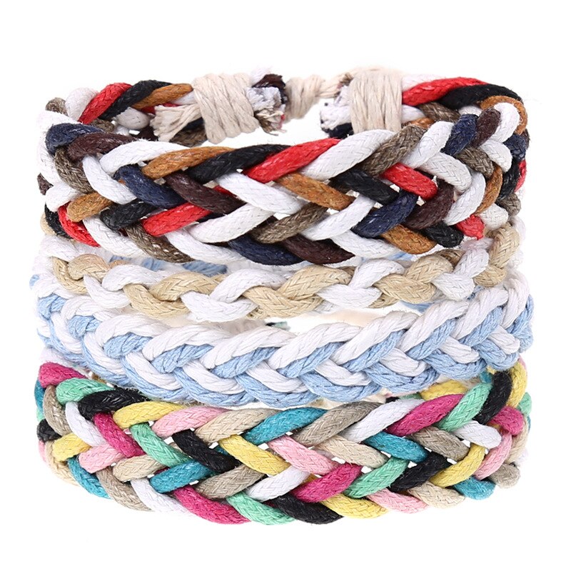 Pulseira de couro trançado 4 pçs/set, pulseiras para homens e mulheres, vintage, contas de madeira, cruz, étnica, esperança: A-4