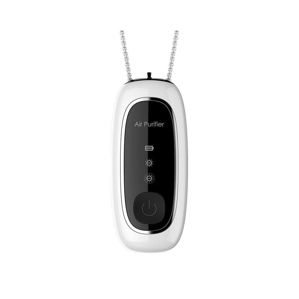 Mini draagbare luchtreiniger ketting draagbare usb-oplaadbare luchtverfrisser ionisator reizen geen straling weinig geluid voor volwassenen kinderen: Wit