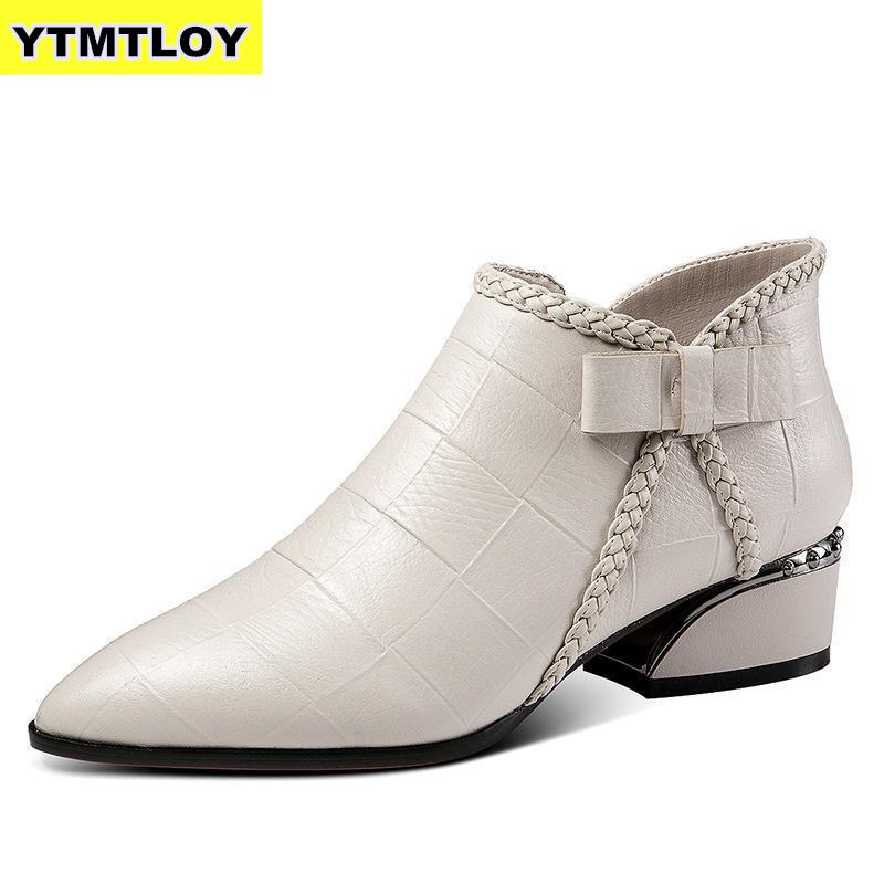 Plus Größe 42 Stiefeletten Frauen Plattform Spitze hoch Schnalle Schuhe Starke Ferse Kurzen Stiefel Damen lässig Schuhe Botas Mujer hohe Stiefel