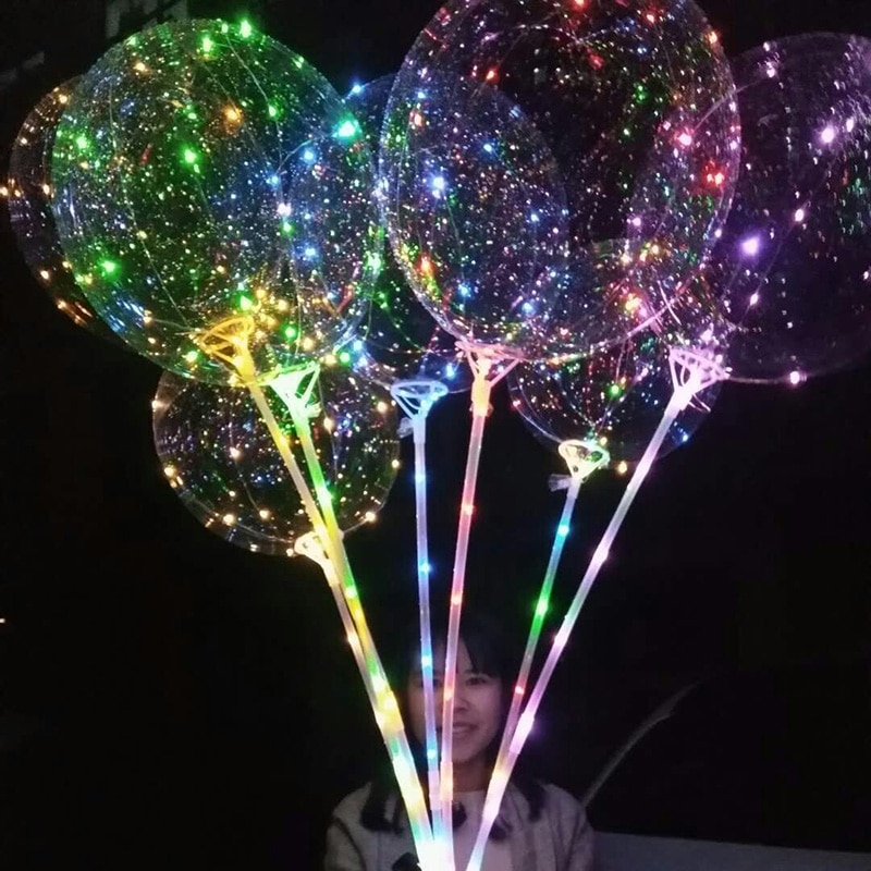 20 tums handtag led ballong lysande genomskinlig helium bobo ballonger bröllop födelsedagsfest dekorationer barn led ljus ballong