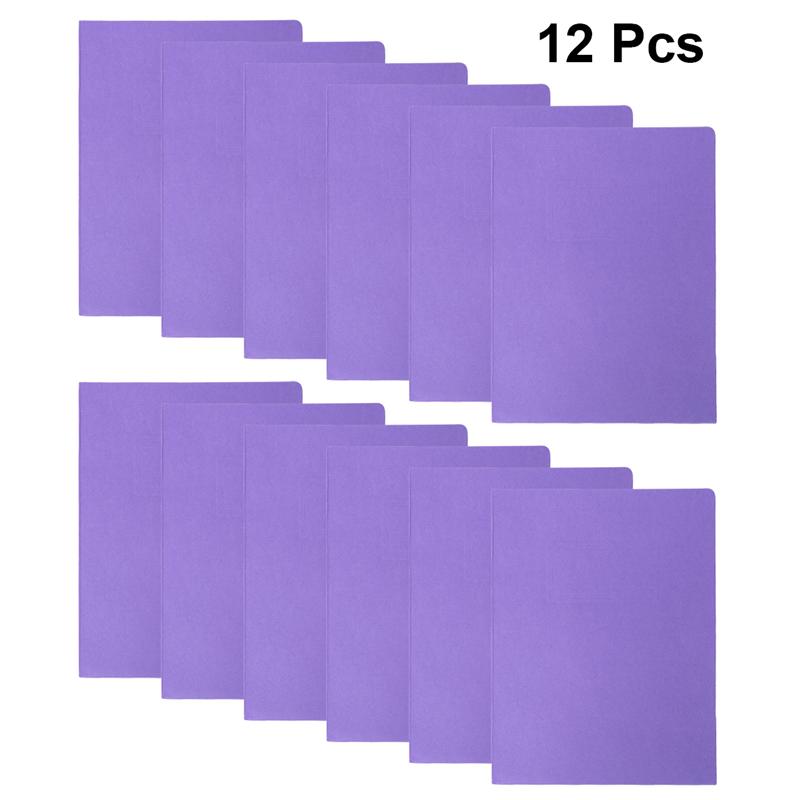 12Pcs A4 2Pockets Kraft Paper File Folder Brown Holder Document Folder Office Project File Presentation Folder: Purple