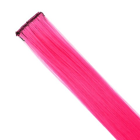 Extension synthétique longue lisse 20 pouces-Sallyhair | Postiche à pince une pièce rose jaune bleu violet pour femmes: Pink