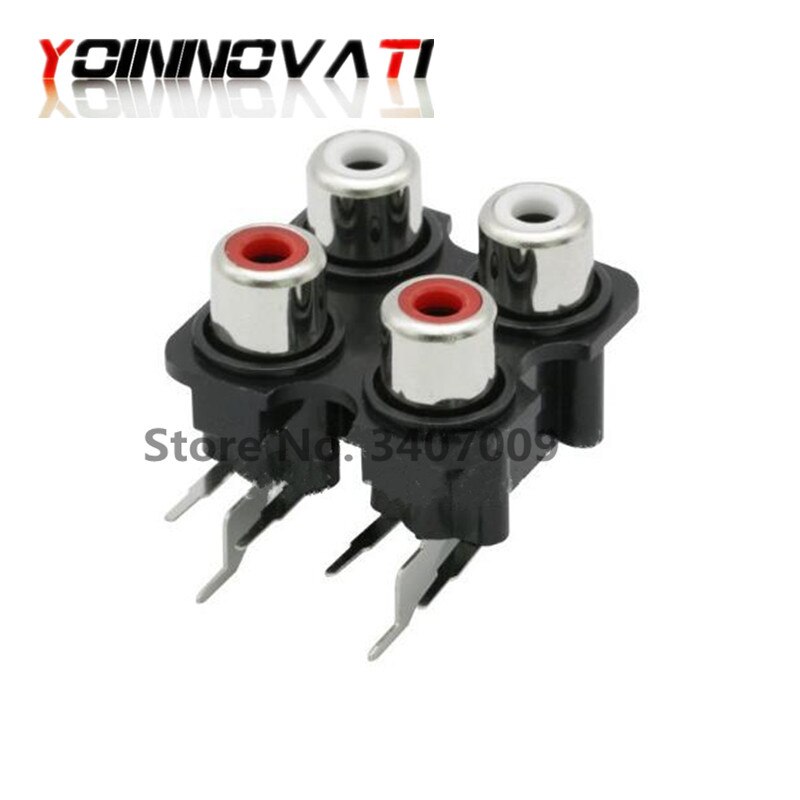 5pcs/lot RCA socket 4P multichannel audio signal input socket 4-hole lotus socket 4-position lotus socket connector