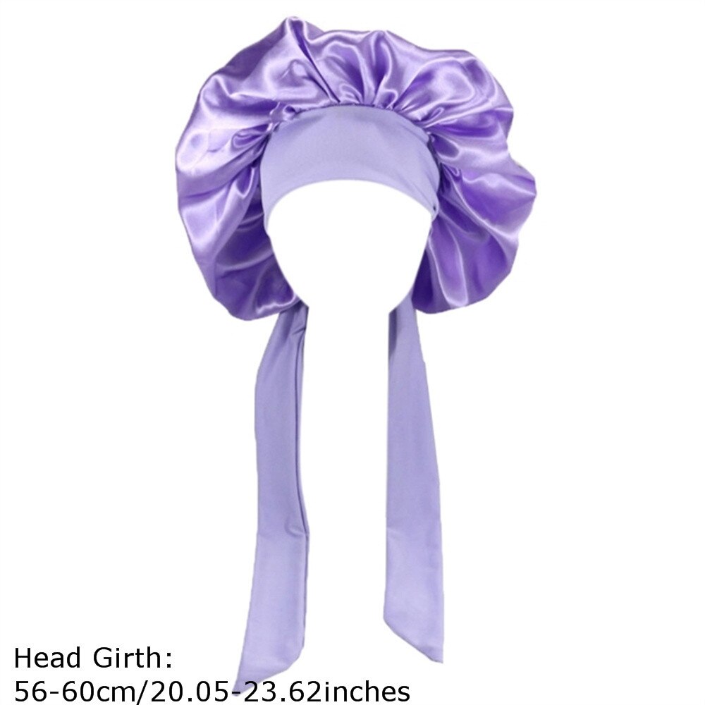 Bonnet de douche de luxe pour femmes, étanche, réutilisable, bonnet de bain, pour cheveux longs, grand Turban: purple