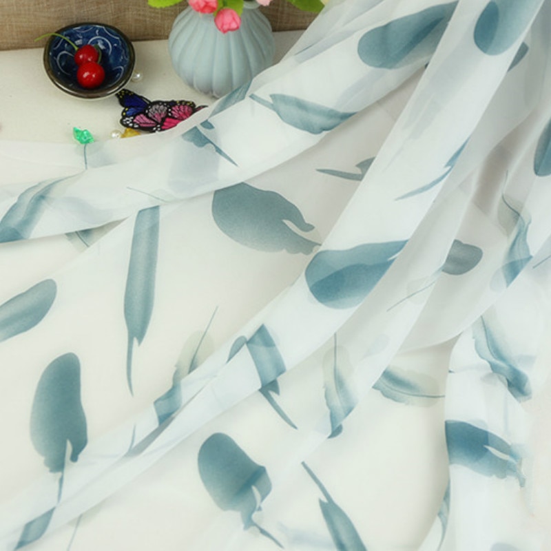 50D Chiffon Stof Feather Print Chiffon Stof Cosplay Dansen Jurk Strand Rok Sjaal Mode Naaien Stof