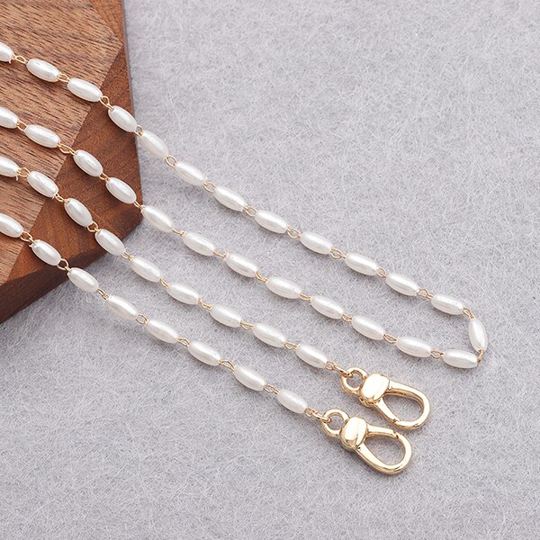 Gufeather m836, acessórios de jóias, corrente de cinta de óculos, 18k banhado a ouro, 0.3 mícrons, feito à mão, pérola plástica, corrente de máscara, 80 cm/pcs: M83608