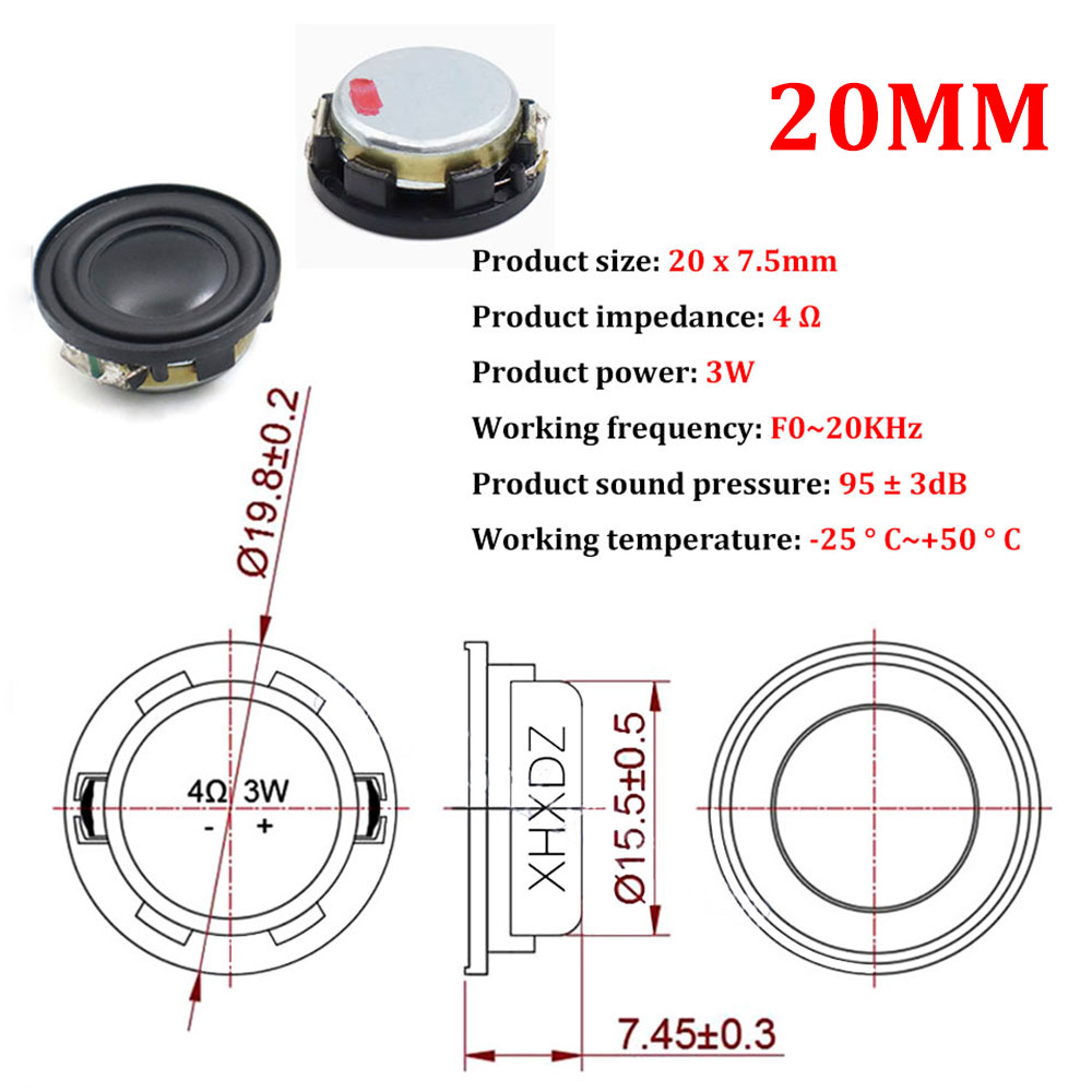 Mini haut-parleur audio en néodyme, haut-parleur à gamme complète, cinéma maison bricolage, 1 ", 20mm, 24mm, 4 Ohms, 3W, 1PC