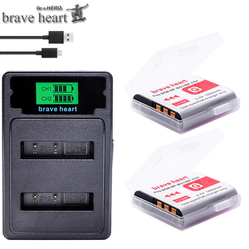 2x bateria NP BG1 FG1 NP-BG1 battery + LCD DUAL charger for SONY DSC-H3 DSC-H7 DSC-H9 DSC-H10 DSC-H20 DSC-H50 DSC-H55 DSC-H70: charger and 2battery
