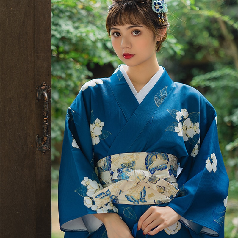 Japanskt blommönster vintage rosett stil dam kimono bälte brett obi skärp midja korsett slips kimono