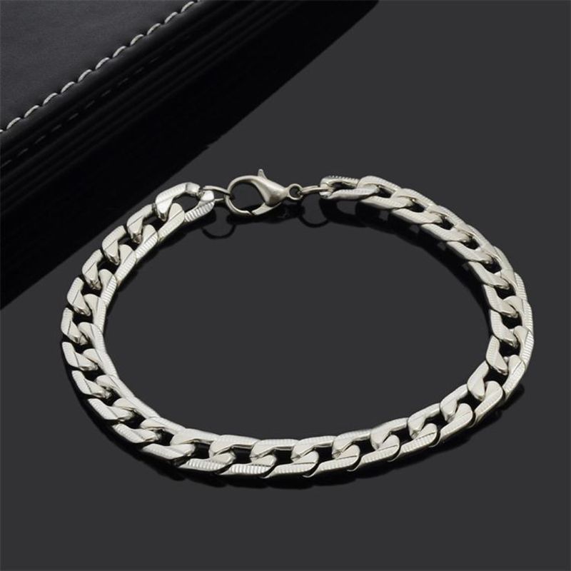 Mannen Roestvrij Stalen Armband 9Mm Breedte Curb Chain Link Armband Mode-sieraden LX9E