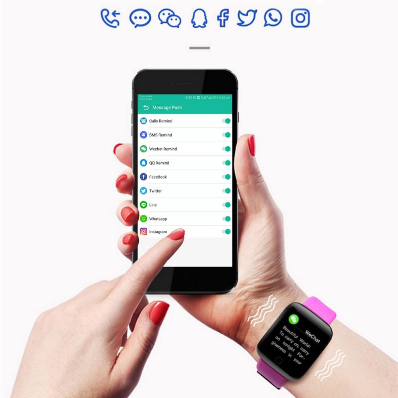 116 Smartwatch Mannen Vrouwen Ondersteuning Bluetooth IP67 Waterdicht Hartslag Bloeddruk Klok Wearable Smart Horloge Fitness Tracker