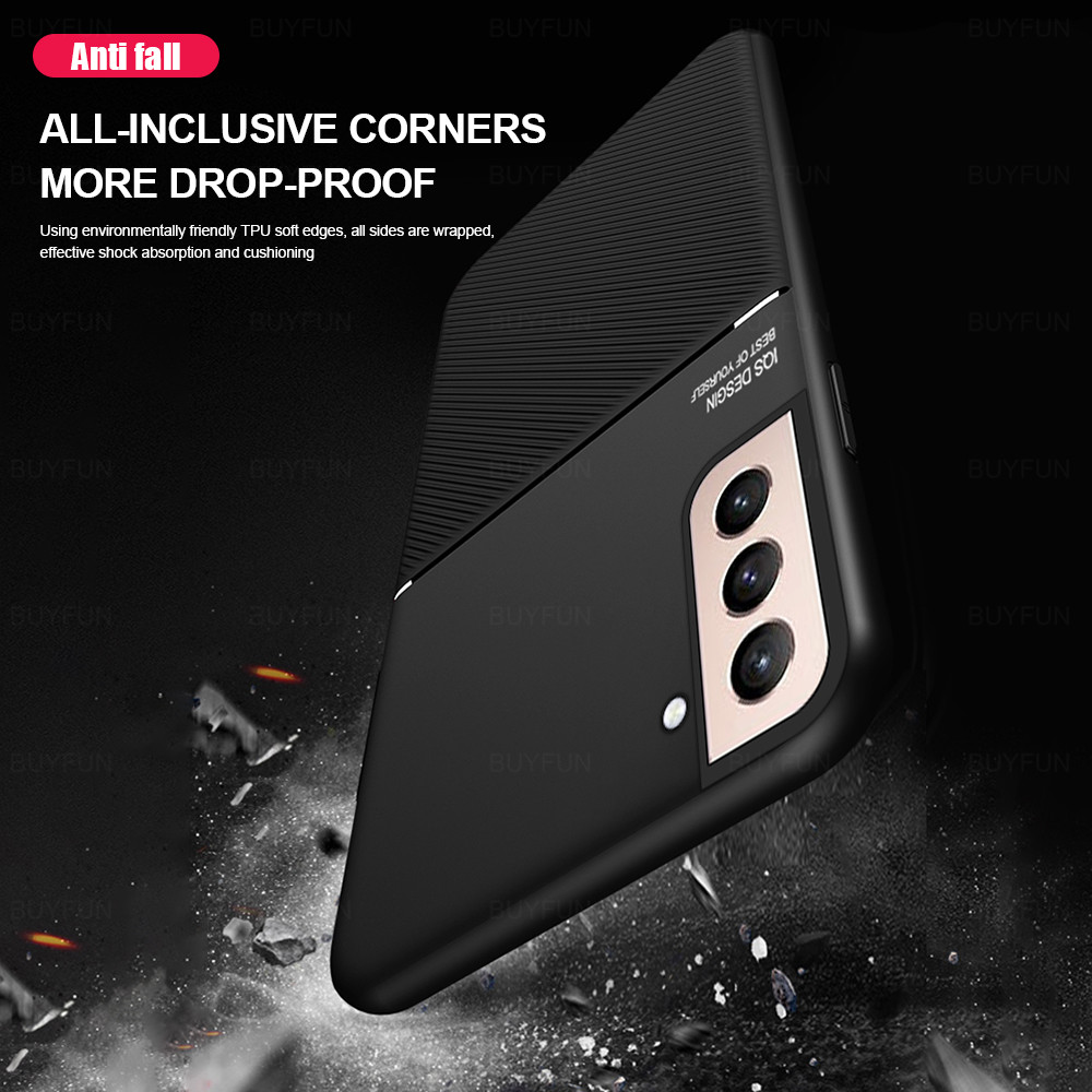 S21fe Case Leather Texture Car Holder Magnetic Coque For Cover Samsung Galaxy S21 Fe S 21 Faith 5G Soft Shockproof Fundas
